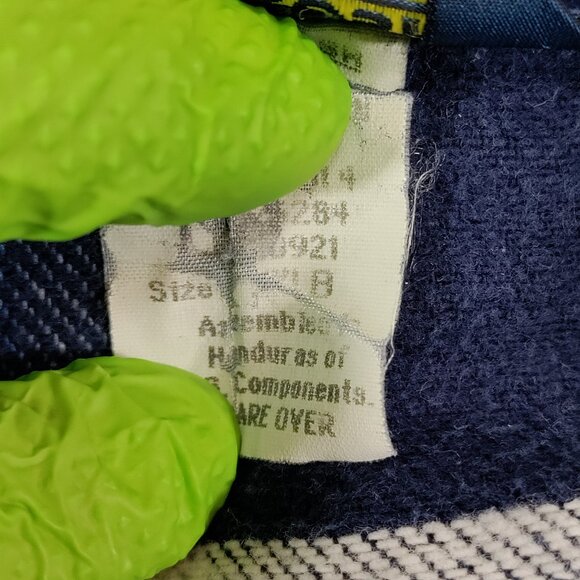 OshKosh B'Gosh Flannel Shirt Mens 2XLB Blue Plaid Heavyweight Cotton *Flaws* - Picture 5 of 13